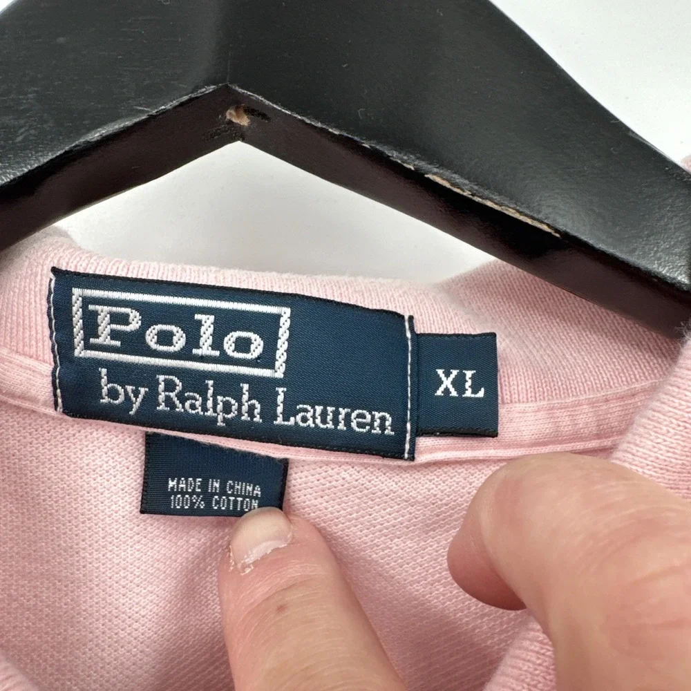 Polo Ralph Lauren Mens Pink Cotton Short Sleeve Polo Shirt‎ Size X Large Vintage